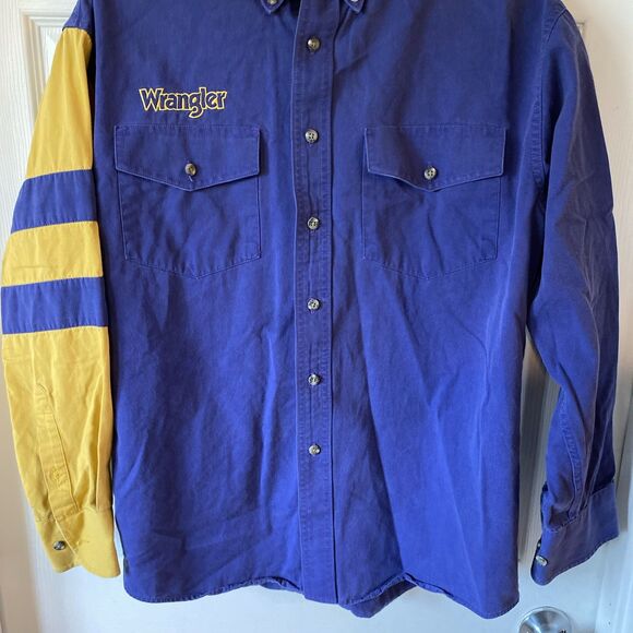 Wrangler Western Shirts Men’s Size Medium Button Up Embroidered Spell Out - Picture 5 of 11